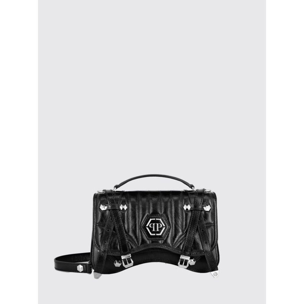 Philipp Plein Matelasse Leather Handbag With Hexagon Logo And Studs